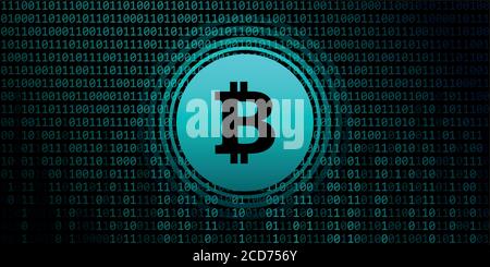 bitcoin symbol crypto currency with binary code background vector illustration EPS10 Stock Vector