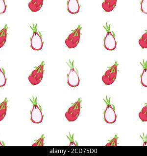 Dragon fruit seamless pattern for clothes design. Textile ornament. Stock Vector