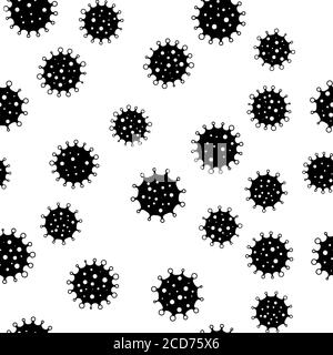 Coronavirus seamless background pattern. Black virus silhouettes. COVID-19 desease theme. Simple flat vector illustration Stock Vector