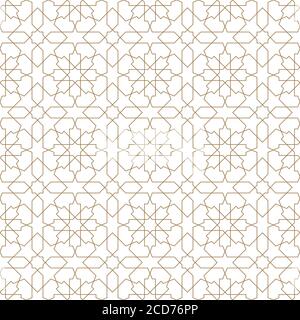 Seamless islamic geometric pattern .Brown color lines.Thin lines. Stock Vector