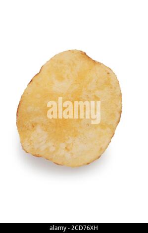 Studio shot of potato crisps cut out against a white background - John Gollop Stock Photo