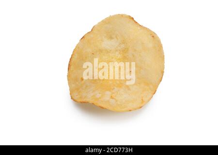 Studio shot of potato crisp cut out against a white background - John Gollop Stock Photo
