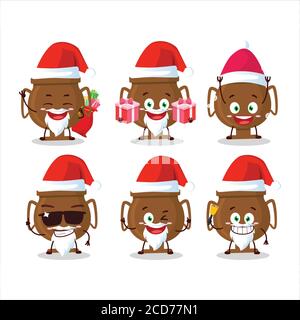 Santa Claus emoticons with bronze trophy cartoon character Stock Vector