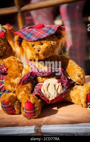 Cuddly toy in a  gift shop on the Royal Mile in the City of Edinburgh, Scotland. Stock Photo