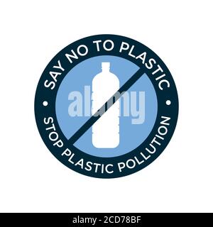 Say no to plastic icon. Stop plastic pollution. Vector symbol. Stock Vector