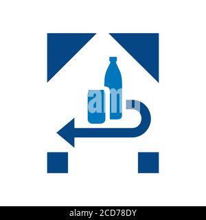 Deposit, return and recycling packaging system icon. Stock Vector