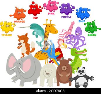 Educational cartoon illustration of basic colors for children with ...