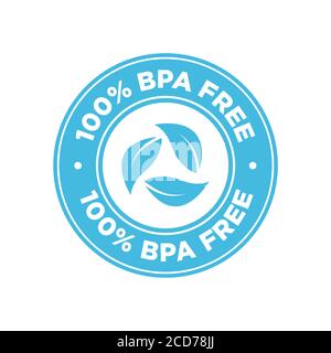 100% BPA free icon. Round blue symbol. Stock Vector