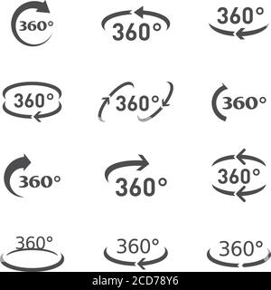 360 degree circular rotation. Set vector arrows. Refresh and reload. COLLECTION OF ARROWS AND ICONS. Stock Vector