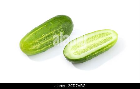Organic Cucumber isolated on white background. Cucumis sativus Stock Photo