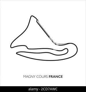 Magny Cours circuit, France. Motorsport race track vector map Stock ...