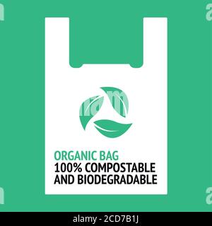 Design for organic bag. 100% biodegradable and compostable. Plastic free. Stock Vector