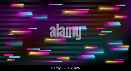 Vector illustration of an abstract glitch background. Cyberpunk concept. Colorful techno backdrop with aesthetics of style of 80s. Stock Vector