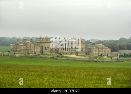 Holkham Hall and Estate close to the famous Holkham beaches and Holkham village on the north coast of Norfolk in Britain.   The stately home is an 18t Stock Photo