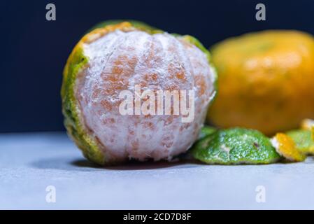Tangerine or tangerine fruits (Citrus reticulata) in natura. Mandarine is a small citrus tree with fruits similar to other oranges, usually eaten plai Stock Photo