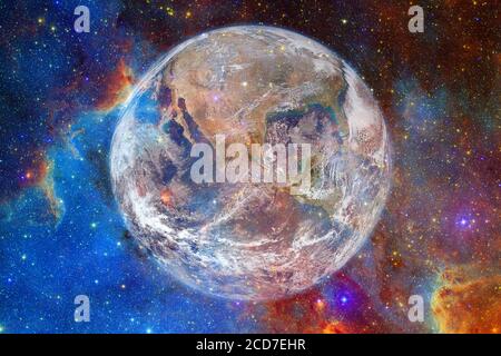 Earth. Solar system. Awesome print for wallpaper. Elements of this image furnished by NASA. Stock Photo