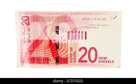 20 shekels bank note of Israel. New shekels is the national currency of ...