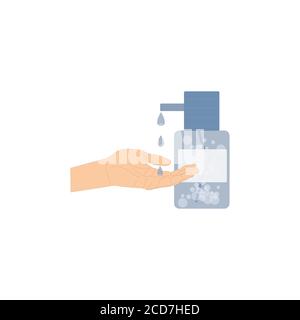 Hand soap color icon. Liquid antibacterial soap. Hands disinfection. Isolated vector illustration Stock Vector
