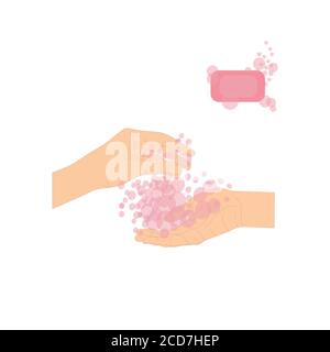 The icon color of hand soap. Antibacterial soap. Disinfection of the hands. Isolated vector illustrations Stock Vector