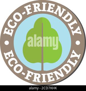 round eco-friendly sticker or label with tree symbol and text, vector illustration Stock Vector
