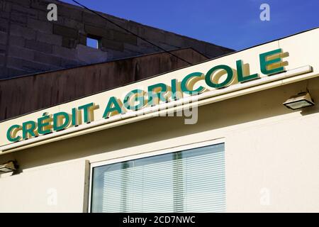 Bordeaux , Aquitaine / France - 08 20 2020 : credit agricole text and logo sign front of bank agency french Stock Photo