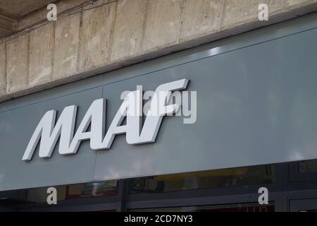 Bordeaux , Aquitaine / France - 08 20 2020 : MAAF logo and text sign on office store insurance shop wall Stock Photo