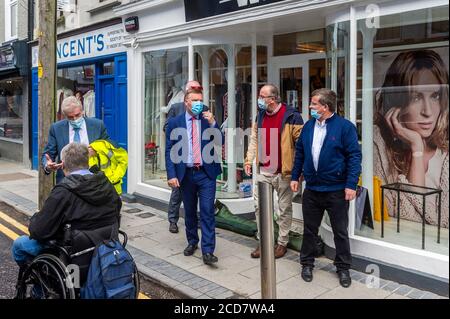 Bantry, West Cork, Ireland. 27th Aug, 2020. The Minister for Public Expenditure, Michael McGrath TD (FF), visited  Bantry today to see the flood damage caused by Storm Francis on Monday last. Credit: AG News/Alamy Live News Stock Photo