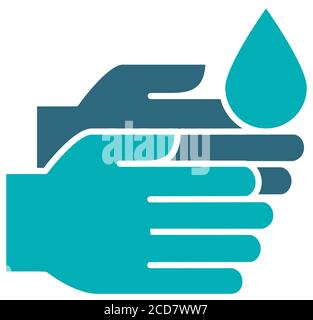 Cleaning hands with disinfectant colored icon. Cleaning supply, palms disinfection symbol Stock Vector