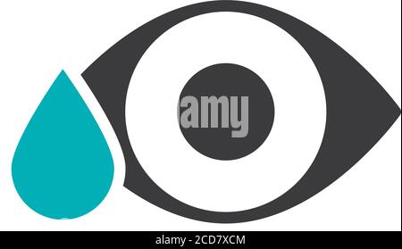 Human eye with drop colored icon. Eye drops, medicine, tears symbol Stock Vector
