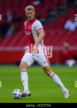 AMSTERDAM, NETHERLANDS - AUGUST 25: Perr Schuurs of Ajax during the pre season match between Ajax and Hertha BSC on August 25, 2020 in Amsterdam, The Netherlands.  *** Local Caption *** Perr Schuurs Stock Photo