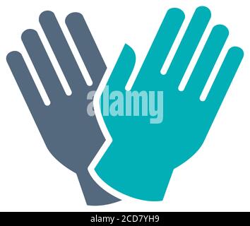 Rubber medical gloves colored icon. Hand protective symbol Stock Vector