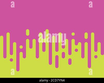 Seamless vector abstract transition of two colors. Rounded lines blended in. Looks like dipping paint or rain. Pink and green contrast. Stock Vector