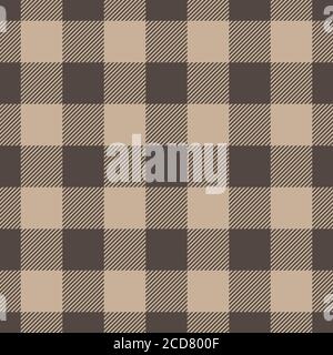 Lumberjack plaid pattern in beige color. Seamless vector pattern. Simple vintage textile design. Stock Vector