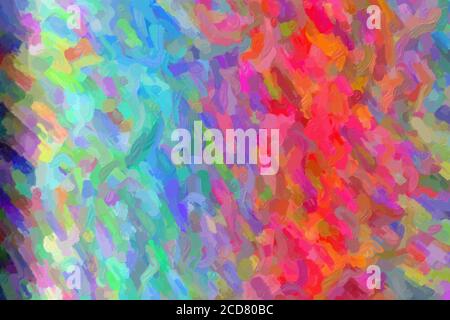 Blue, yellow, light pink and blue waves Impressionist Impasto abstract paint background. Stock Photo