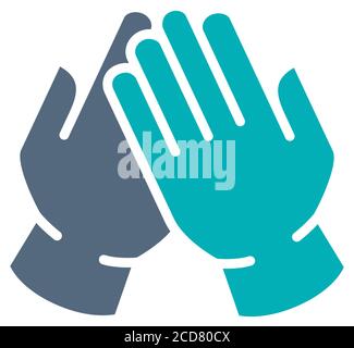 Medical latex gloves colored icon. Hand disinfection, infection prevention symbol Stock Vector