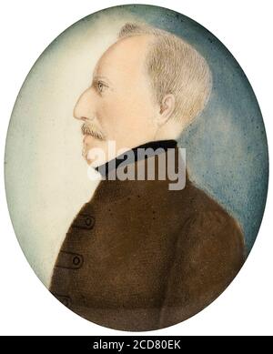 Colonel Gustafsson, the former Gustav IV Adolf (1778-1837), King of Sweden, portrait miniature circa 1830 Stock Photo