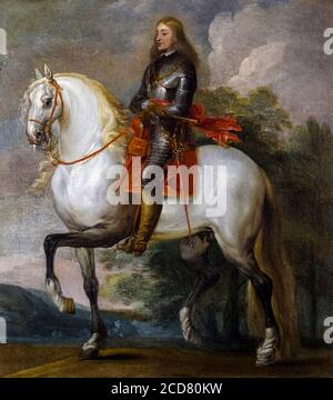 Charles II of Spain (1661-1700), (Carlos II of Spain), equestrian portrait by unknown Flemish artist, 17th Century Stock Photo