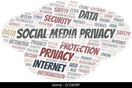 Social Media Privacy vector word cloud, made with the text only. Stock Vector