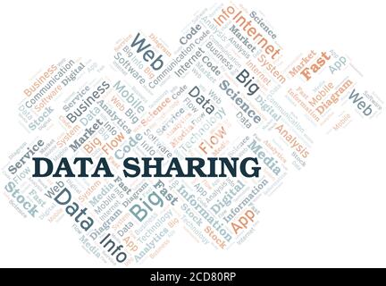 Data Sharing vector word cloud, made with the text only. Stock Vector