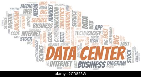 Data Center vector word cloud, made with the text only. Stock Vector