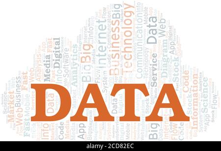 Data vector word cloud, made with the text only. Stock Vector
