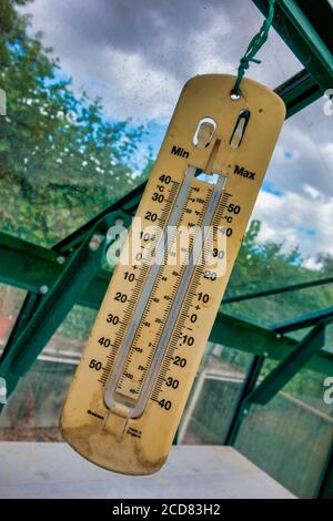 Min Max Greenhouse Thermometer Stock Photo