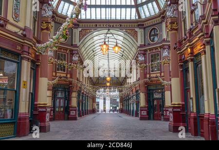 Leadenhall Market Shopping Centre with no people in the day. London Stock Photo