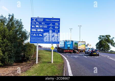 Dunham Bridge, Lincolnshire Toll bridge, UK, England, toll bridge, toll road, toll, road, bridge, toll bridge sign, bridge tolls, sign, signs, tolls Stock Photo