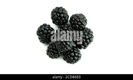 Fresh blackberries on a white background. Macro photo. Stock Photo