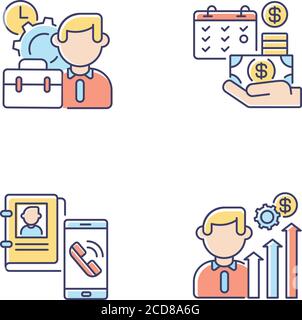 Professional occupation RGB color icons set Stock Vector