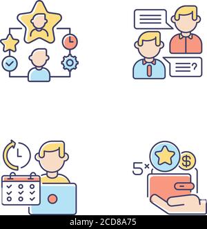 Work benefits RGB color icons set Stock Vector