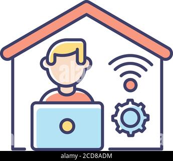 Remote job RGB color icon Stock Vector