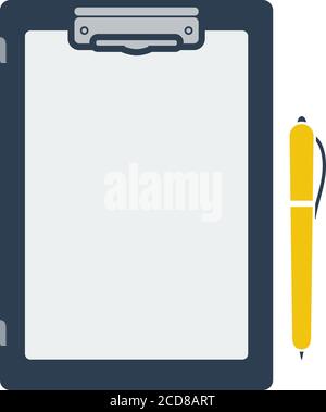 Icon Of Tablet And Pen. Flat Color Design. Vector Illustration. Stock Vector