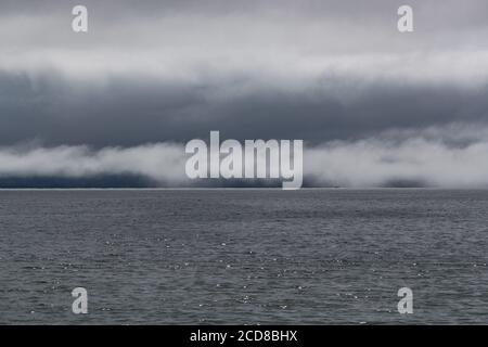 Morning mist layer and clouds over Altlantic ocean on the west coast of Ireland Stock Photo